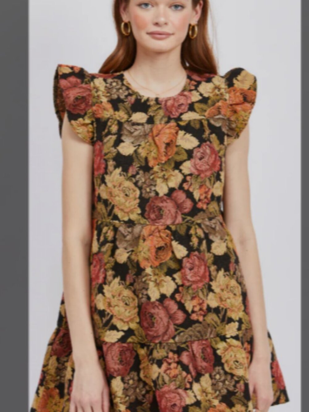 EN SAISON Delphi multi-colored floral jacquard tapestry Mini Dress Medium